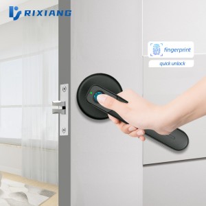 Fingerprint Electric Handle Home Door Lock ලී දොර සඳහා ජෛවමිතික ඇඟිලි සලකුණු අගුල