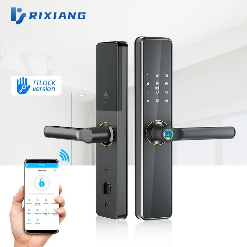 Factory wholesale Drawer Key Locks - Tuya App fingerprint smart Door Lock rfid keyless gate hotel glass mortise electric  – Rixiang