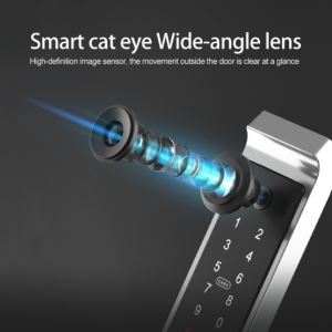 video wifi Cat Eye finger scanner keypad gate lock Bluetooth Keyless Electronic door lock